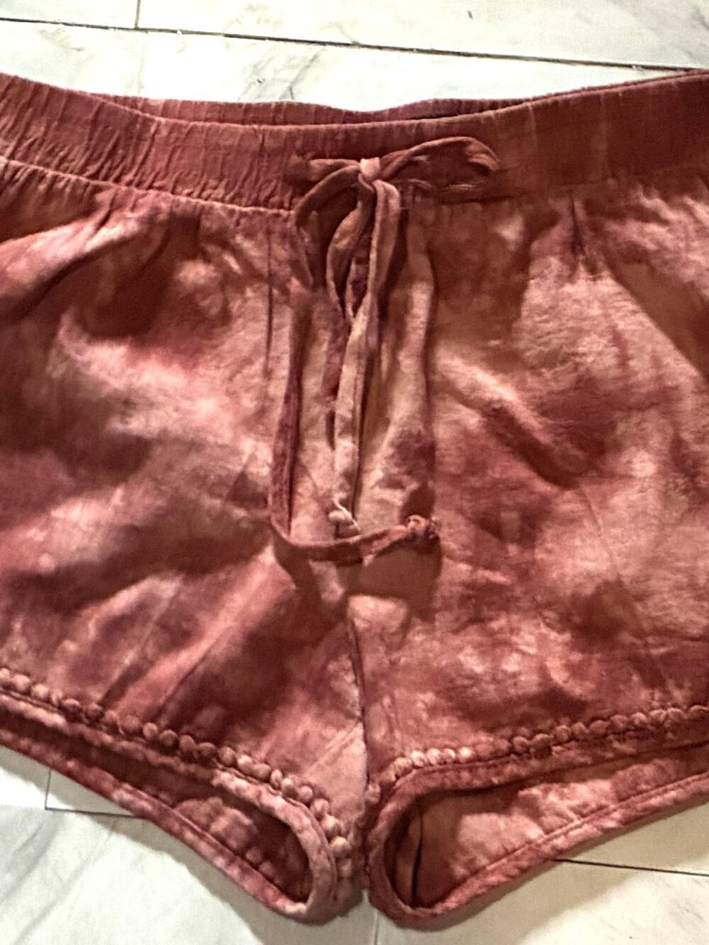 Aeropostale Rust Tie-Dye  Drawstring Waist Shorts